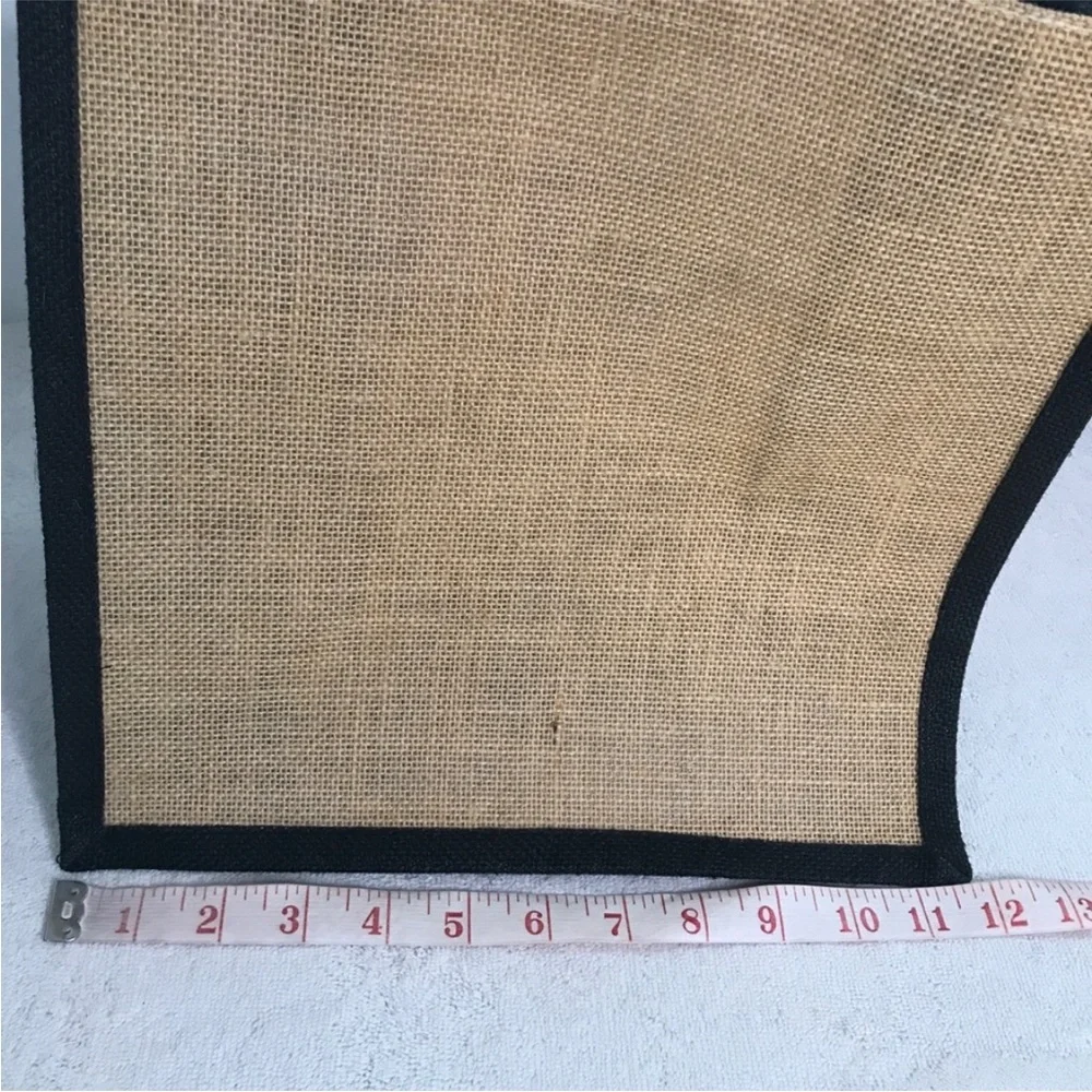BASIL HAYDENS BURLAP BEIGE AND BLACK SMALL TOTE BAG